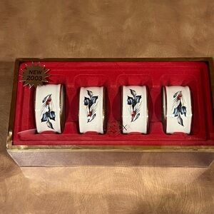 Lenox China Napkin Rings, Winter Greetings, New in box